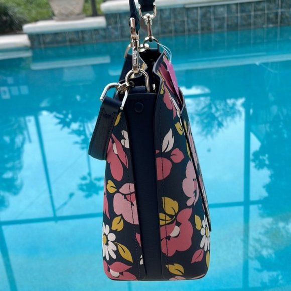 Kate Spade Darcy Small Bucket Bag Road Trip Floral Blue Multi - Picture 5 of 16